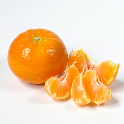 Whole orange with peeled segments