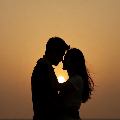 Couple Silhouette at Sunset