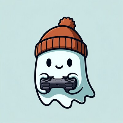 Cute ghost holding game controller