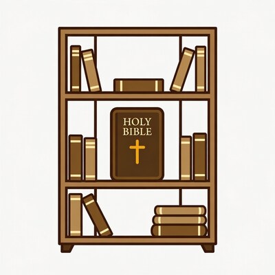 Holy Bible on Bookshelf