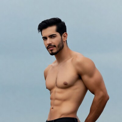 Shirtless man with muscular physique