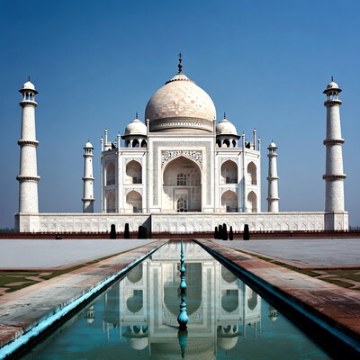Taj Mahal with reflecting pool