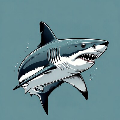 Shark illustration on blue background