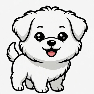 Cute white puppy cartoon