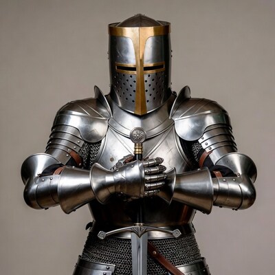 Knight in armor holding sword