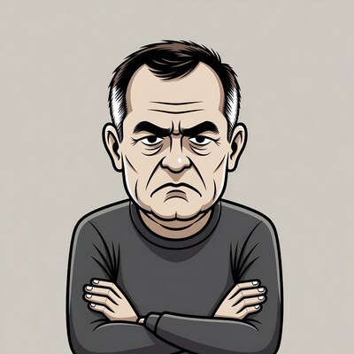 Angry man with crossed arms