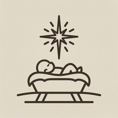 Baby in manger with star