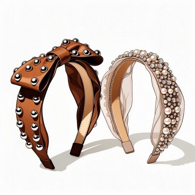 Brown and Beige Headbands with Bows