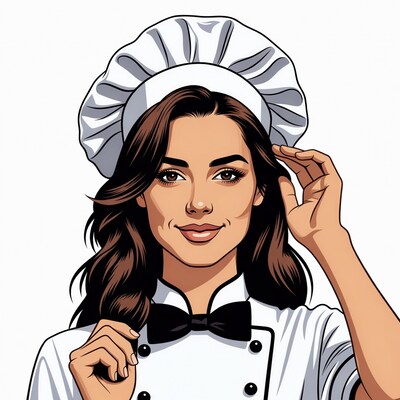 Woman chef wearing white hat