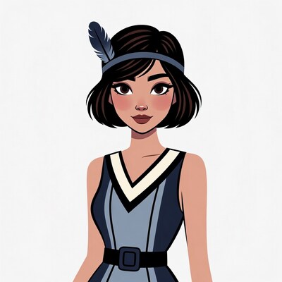 Cartoon woman with feather headband