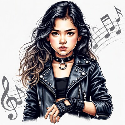 Young woman in leather jacket