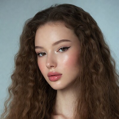 Young woman with wavy brown hair