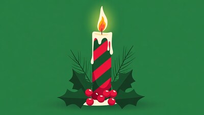 Christmas candle with holly