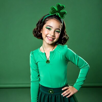 Girl in green St Patricks outfit
