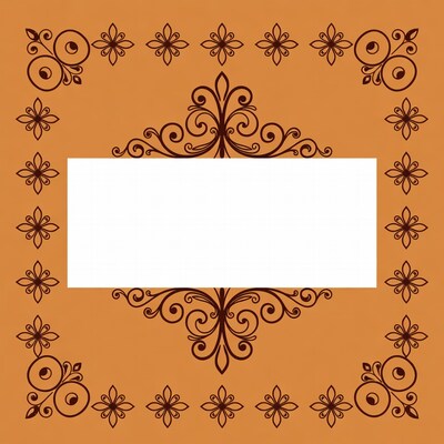 Ornate brown frame on orange background