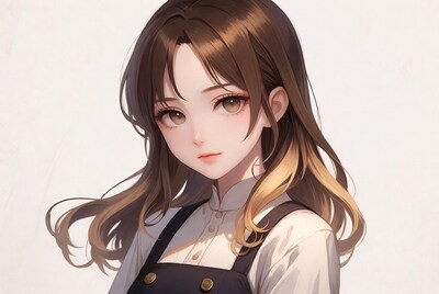 Young woman with long brown hair