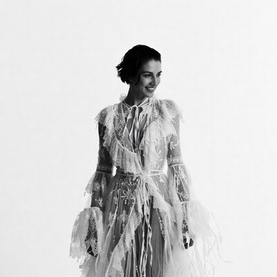Woman in lace dress