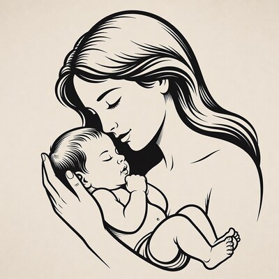 Mother kissing baby