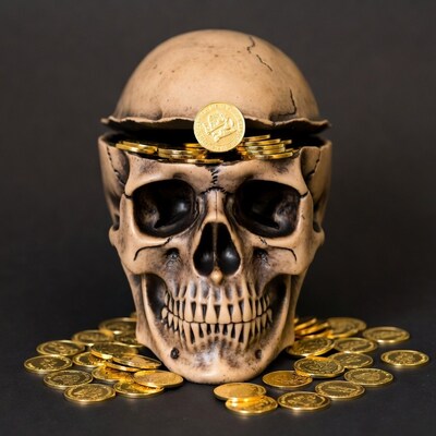 Skull with gold coins