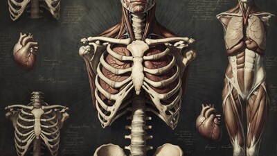 Anatomical human torso with organs