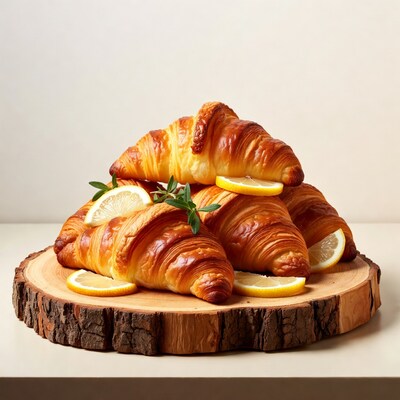 Croissants with lemon slices