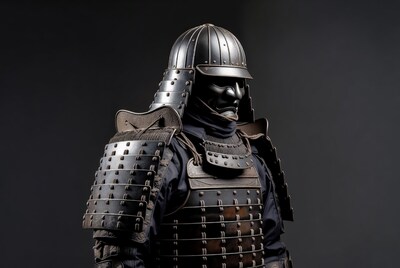 Samurai warrior in black armor