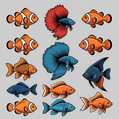 Colorful Tropical Fish Stickers