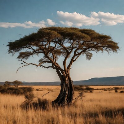 Acacia tree in savanna landscape