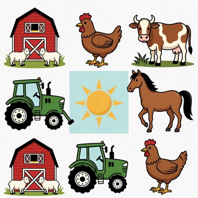 Farm Animals and Tractors
