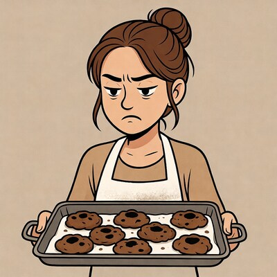 Woman holding tray of cookies