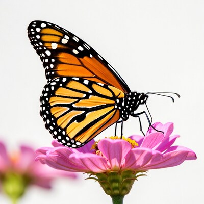 Monarch butterfly on pink flower