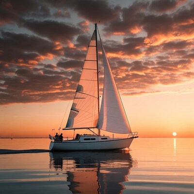 Sailboat at Sunset on Calm Water