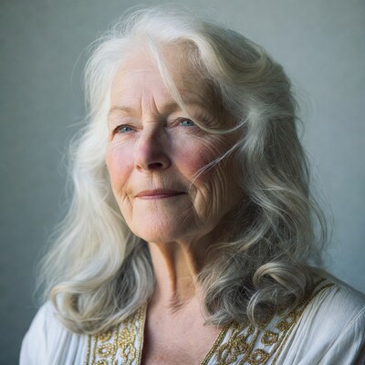 Elderly woman with white hair