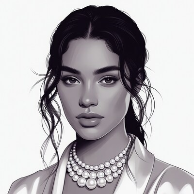 Woman with pearl necklace