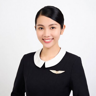 Asian flight attendant smiling