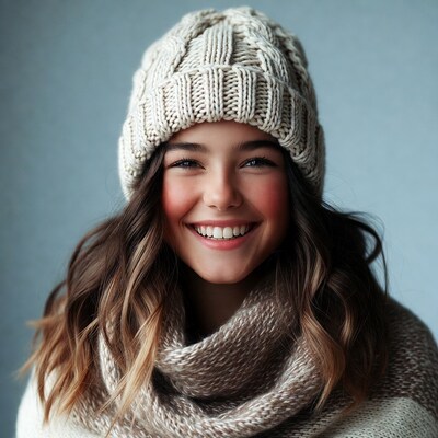 Smiling girl in winter hat
