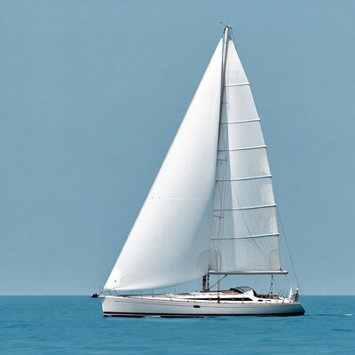Sailboat with white sails on water