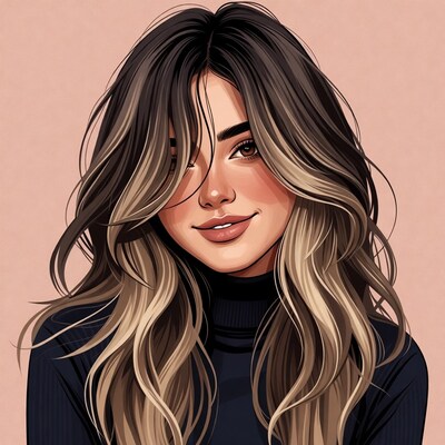 Woman with long wavy hair