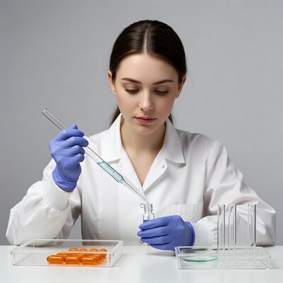 Scientist Using Pipette in Lab