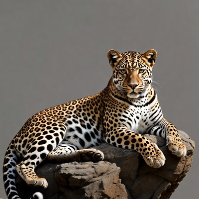 Leopard resting on rock