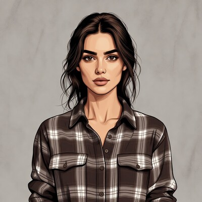 Woman in plaid shirt