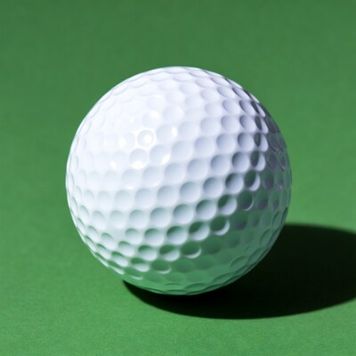 White golf ball on green background