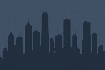 City skyline silhouette at dusk