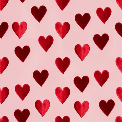 Red velvet hearts on pink background