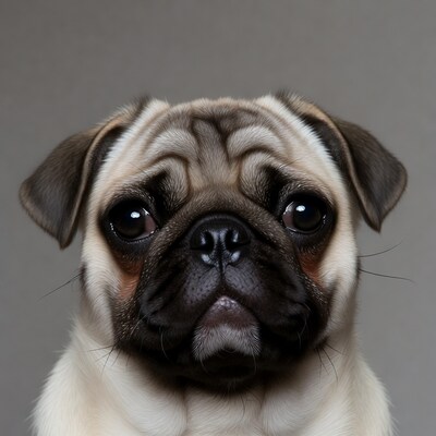 Close up of a pug dog