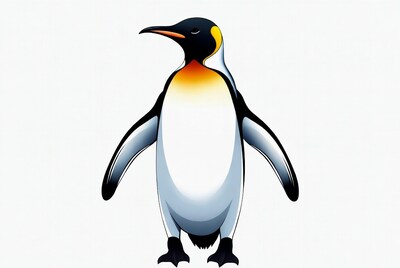 Emperor penguin standing on white background