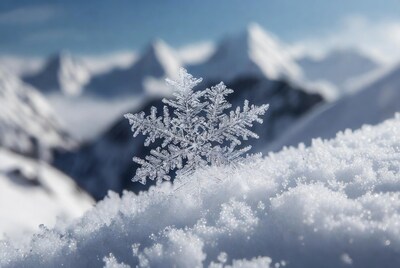 Snowflake on snowy mountain