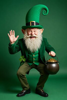 Leprechaun holding pot of gold