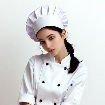 Young woman in chef uniform