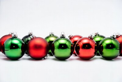 Red and green Christmas ornaments